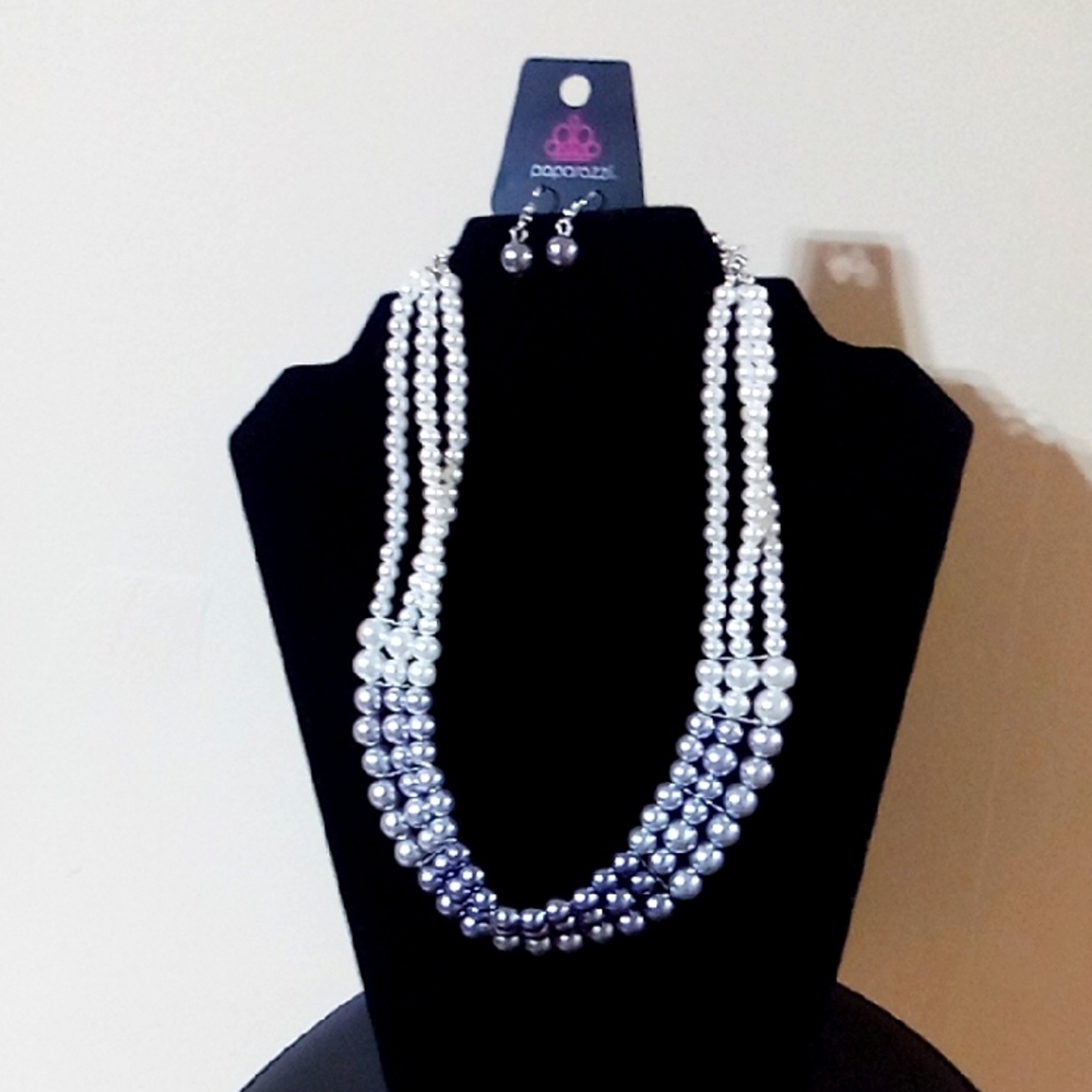 Dazzling Silver and White Beaded Necklace Set